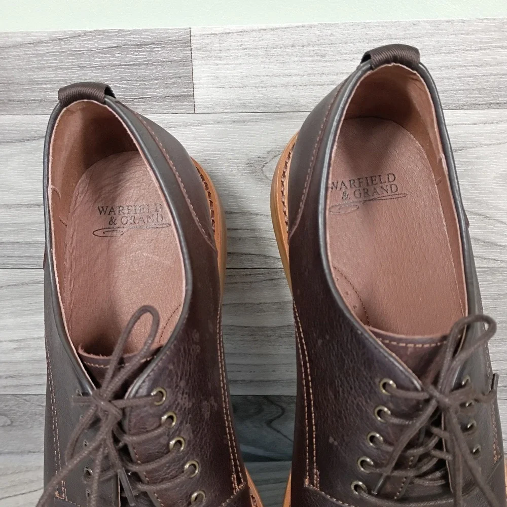 Warfield & Grand Mens Brown Leather Cap Toe Oxford Dress Shoes‎ Size 12